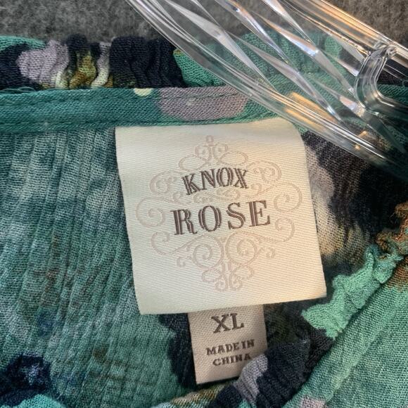 Knox Rose Dress Womens XL Tiered Ruffle Boho Floral Peasant Long Sleeve Rayon - Picture 5 of 8